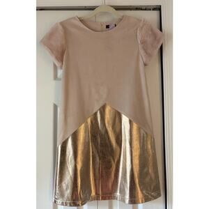 Imoga Girls Party Gold And Pink Party Dress Fur Sleeves Sz 12